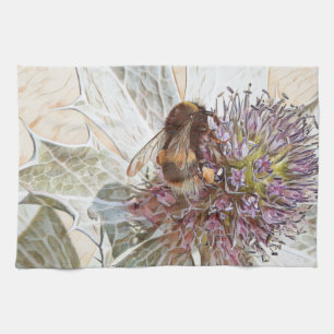 Bumble bee art style imprimé serviette de thé