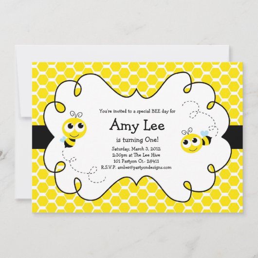 Bumble Bee Babee Anniversaire jaune Invitation (Devant)