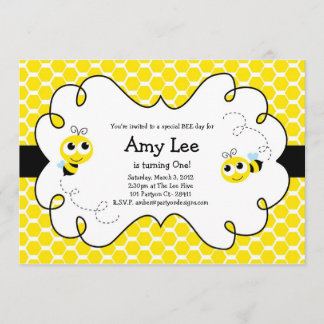 Bumble Bee Babee Anniversaire jaune Invitation