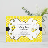 Bumble Bee Babee Birthday gele Uitnodiging (Staand voorkant)
