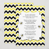 Bumble Bee Baby shower Bedankt Opmerking met gedic (Voorkant / Achterkant)