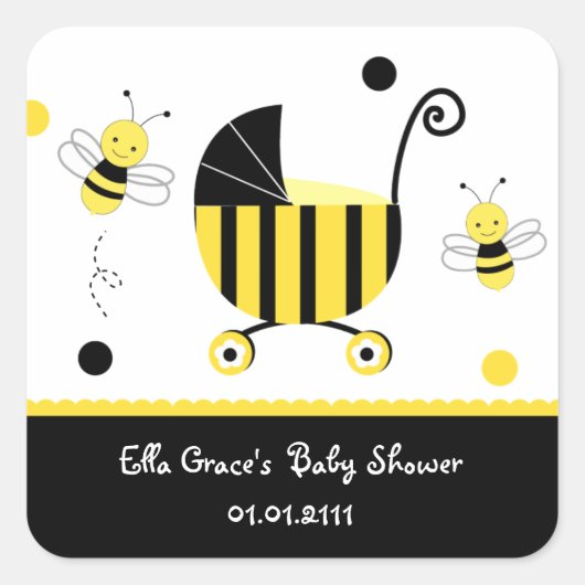 Bumble Bee Baby shower begunstigen Stickers Etiket (Voorkant)
