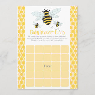 Bumble Bee Baby shower Bingo Kaarten