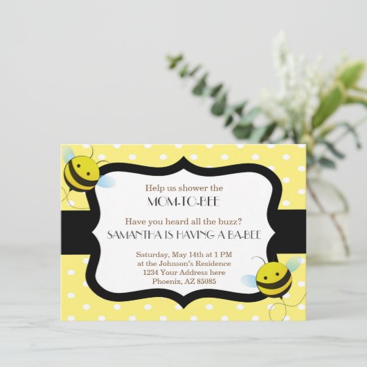 Bumble Bee Baby shower Invitation (Debout devant)