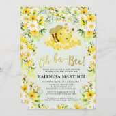 Bumble Bee Baby shower Invitation Flower (Devant / Derrière)