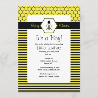 Bumble Bee Baby shower Invitation Kaart