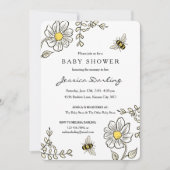 Bumble Bee Baby Shower Invitations | Gele Floral Kaart (Voorkant)