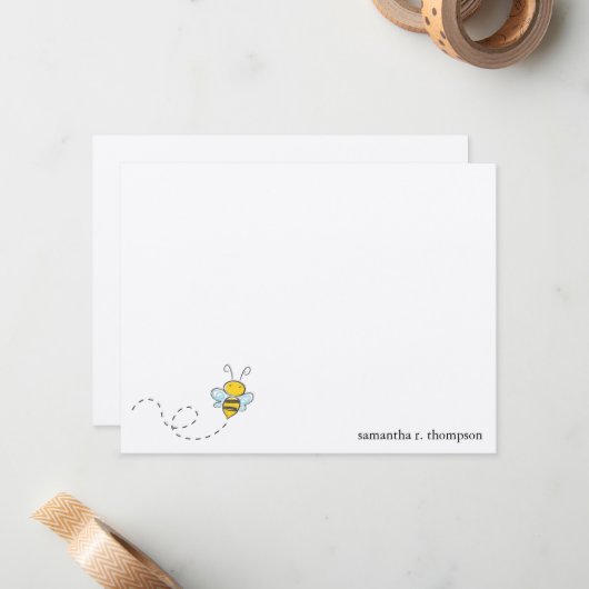 Bumble Bee Baby shower Merci Carte de note (Devant/Arrière en situation)