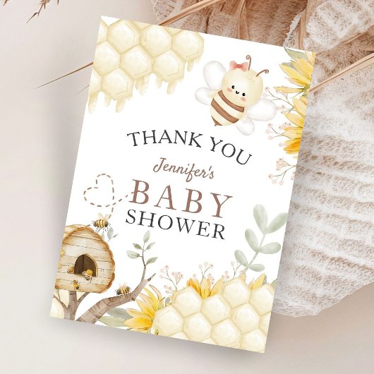 Bumble Bee Baby shower Merci Cartes