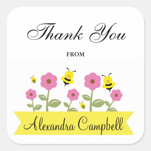 Bumble Bee Baby shower Stickers Merci (Devant)