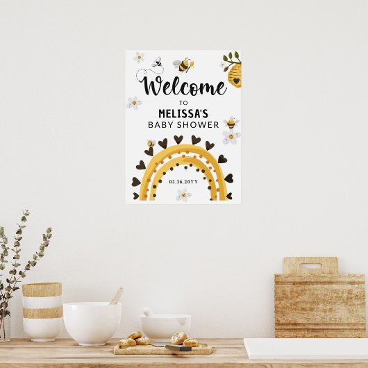 Bumble Bee Baby shower Welkom Poster (Keuken)