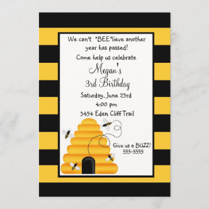 Bumble bee Birthday Invitation Kaart