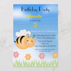 Bumble Bee Birthday Party Invitation Kaart