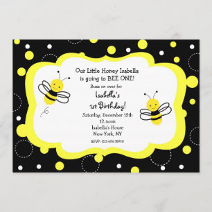 Bumble bee Birthday Party Invitations Honey Kaart