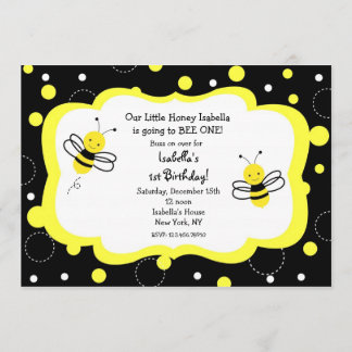 Bumble bee Birthday Party Invitations Honey Kaart