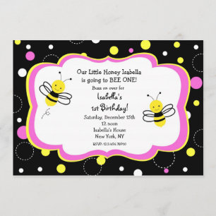 Bumble Bee Birthday Party Invitting roze Kaart