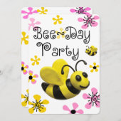 Bumble Bee Birthday Party Kaart (Voorkant / Achterkant)