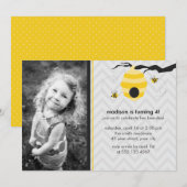 Bumble Bee Birthday Party Kaart (Voorkant / Achterkant)