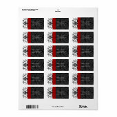 Bumble Bee Black Damask Étiquette de adresse Red T (Feuille entière)