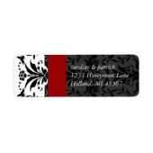 Bumble Bee Black Damask Étiquette de adresse Red T (Devant)