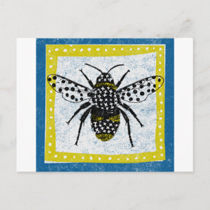 Bumble bee Briefkaart Yellow Blue Black Insect