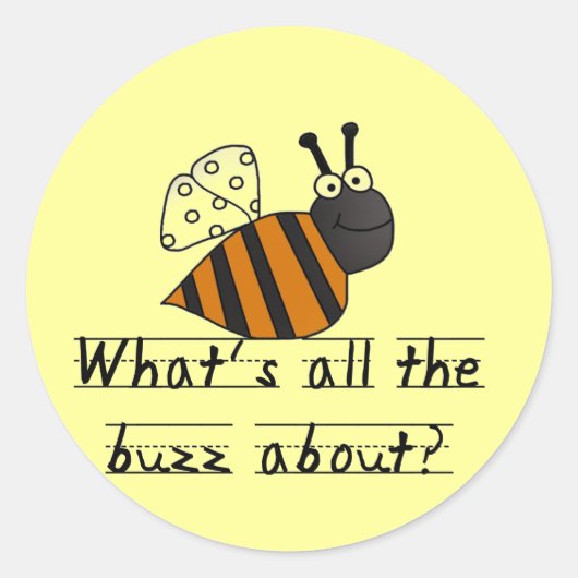 Bumble Bee Buzz Tshirts en cadeautjes Ronde Sticker (Voorkant)