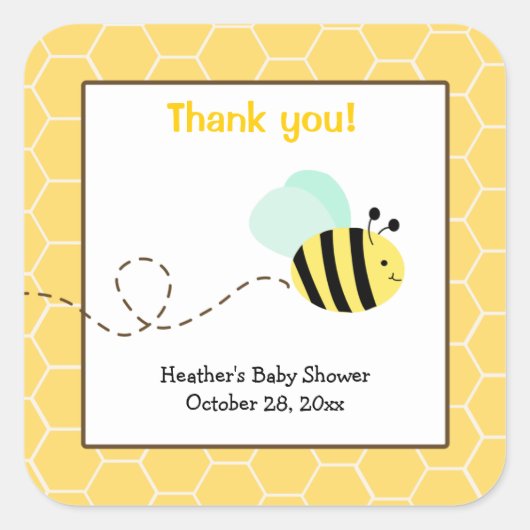 Bumble Bee Carré Favoriser Stickers (Devant)