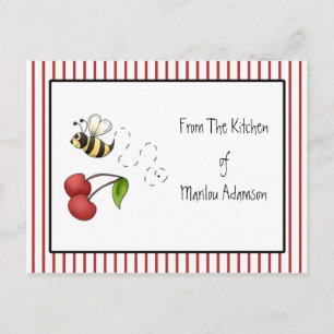 Bumble bee Cherries Recipe Cards Briefkaart