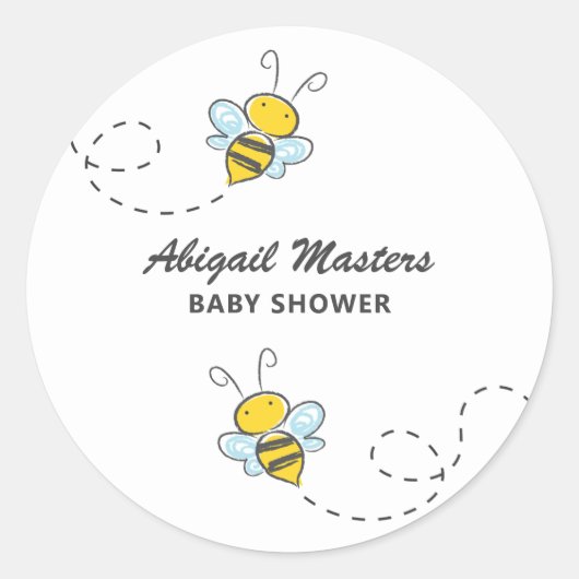 Bumble Bee Custom Baby shower Ronde Sticker (Voorkant)