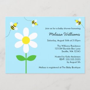 Bumble Bee Daisy Invitations De Douche Bébé