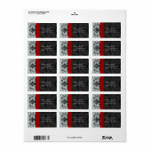Bumble bee Damask Adresetiketten Red Trim Etiket (Full Sheet)
