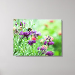 Bumble bee en bloemen canvas afdruk