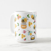 Bumble bee en honing patroon koffiemok (Voorkant links)