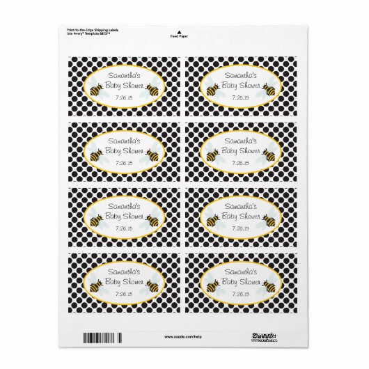 Bumble Bee Étiquette de bouteille d'eau (Feuille entière)