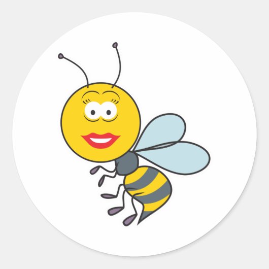Bumble Bee Face Ronde Sticker (Voorkant)