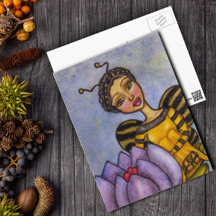 Bumble Bee Fairy op Flower Briefkaart