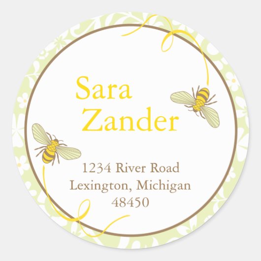 Bumble Bee Faveur Sticker ou Étiquette de adresse (Devant)