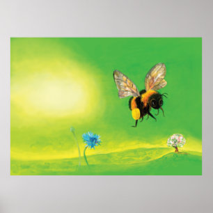 Bumble bee flight-illustration poster