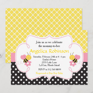 Bumble Bee Geel en Zwart Baby shower (Meisje) Kaart