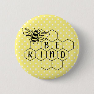 Bumble bee gele poka dot ronde button 5,7 cm