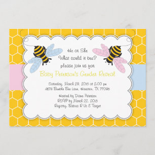 Bumble Bee Gender Reveal Baby shower Invitation Kaart