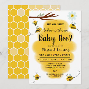 Bumble Bee Gender Reveal Party Uitnodiging