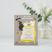 Bumble Bee Gender Reveal Uitnodigingen - Afrikaans (Staand voorkant)