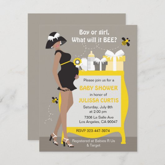 Bumble Bee Genre - Invitations - Africaines (Devant / Derrière)