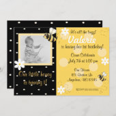 Bumble bee Girls Birthday Invitation Kaart (Voorkant / Achterkant)