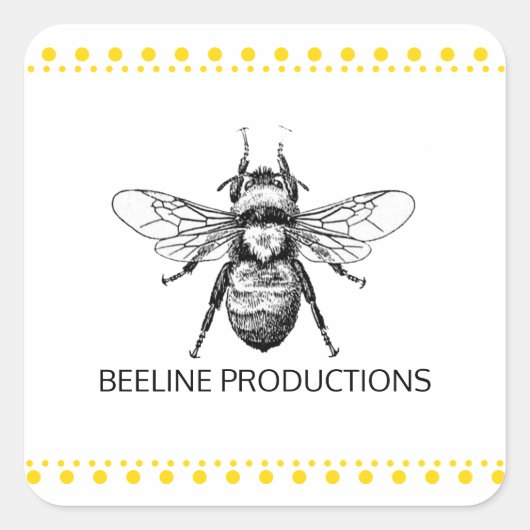 Bumble Bee Gold Vierkante Sticker (Voorkant)