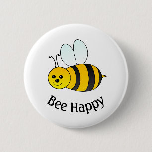 Bumble Bee Happy Ronde Button 5,7 Cm