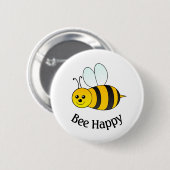 Bumble Bee Happy Ronde Button 5,7 Cm (Voorkant /achterkant)