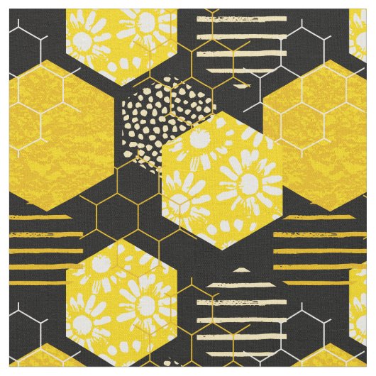 Bumble Bee Honey Pattern Stof (Close Up)