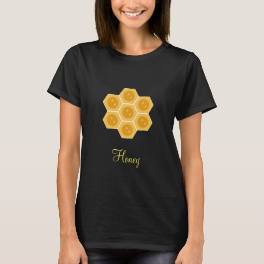 Bumble Bee Honeycomb & Calligraphy T-Shirt (Voorkant)